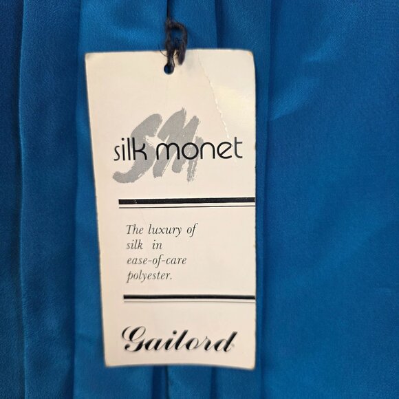 80s Gaylord Pleated Blouse 16 Blue Tassel Feminine Romantic Flowy Whimsical New - Picture 7 of 10